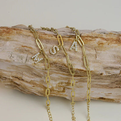 Minimalist Letter Charm Bracelet | Gold
