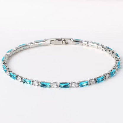 Natural Turquoise Stone Bracelet | White Gold