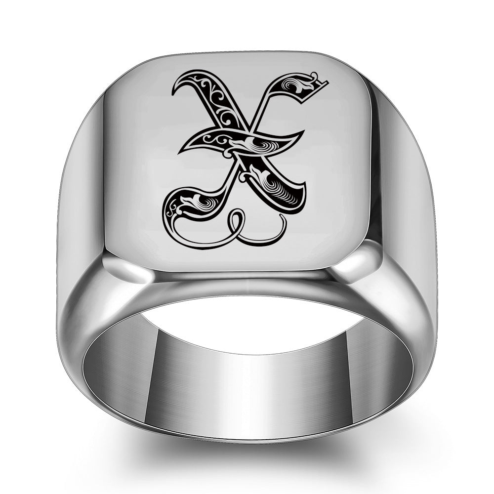 Classic Noble Initial Ring | White Gold