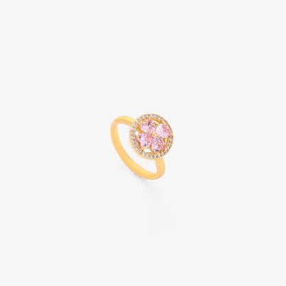 Pink Heart Bloom Spinning Ring | Gold